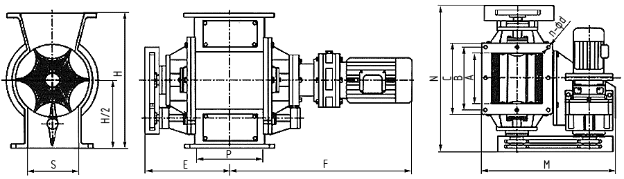 Габаритные размеры шлюзового затвора ZRB