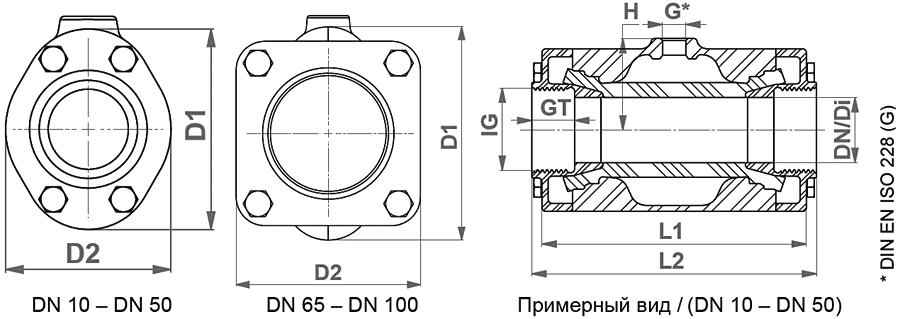Пережимные клапаны VMC с внутренней резьбой по DIN EN ISO 228