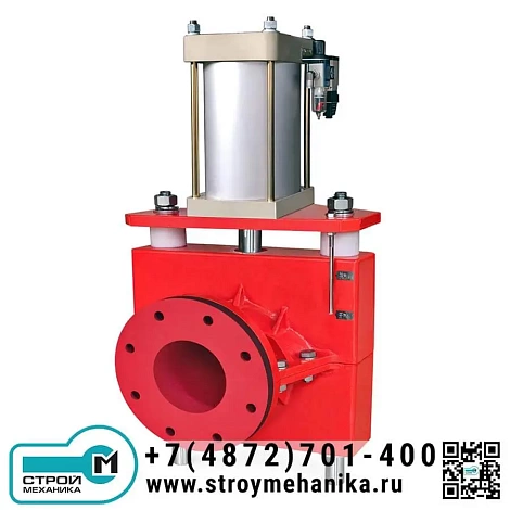 Пневматический пережимной шланговый клапан (пинч-клапан) GJE41 фланцевый, полнопроходный, для шламов, пульп и абразивных суспензий