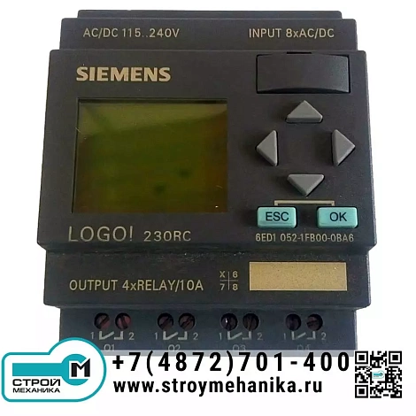 Логический модуль с дисплеем Siemens LOGO! 230RC 6ED1052-1FB00-0BA6