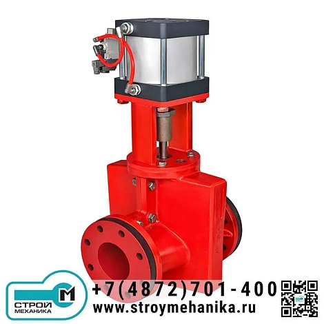 Пневматический пережимной шланговый клапан (пинч-клапан) GJ41 фланцевый, полнопроходный, для шламов, пульп и абразивных суспензий