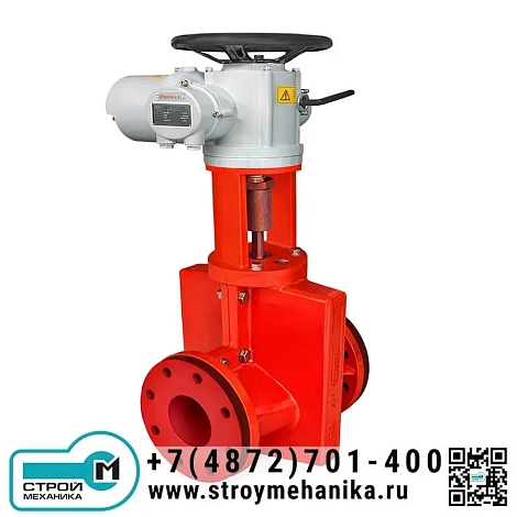 Электрический пережимной шланговый клапан GJ41 фланцевый, полнопроходный - для шламов, пульп и абразивных суспензий